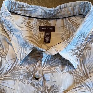 Van Heusen Men's Palm Print Shirt - White and Brown